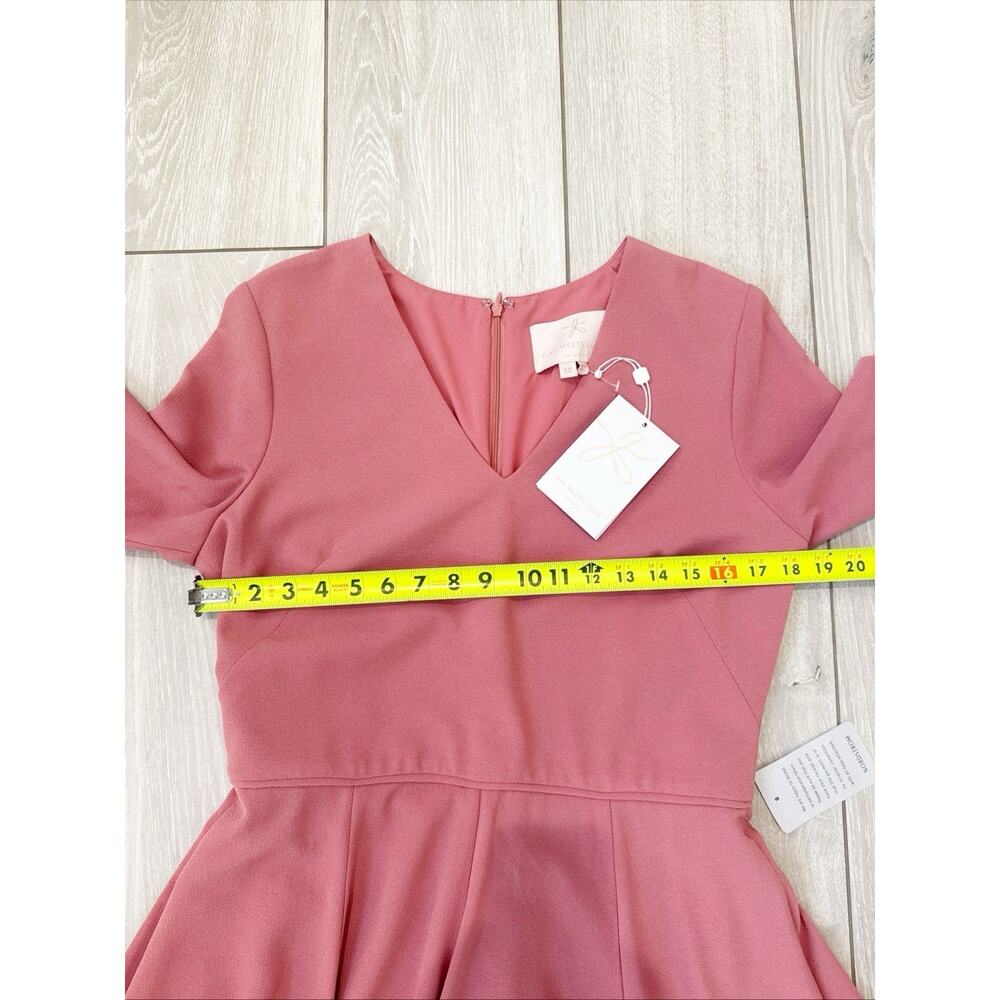 Gal Meets Glam Dress Edith City Crepe Fit & Flare Midi Mauve Pink Size 12 New - Picture 13 of 14